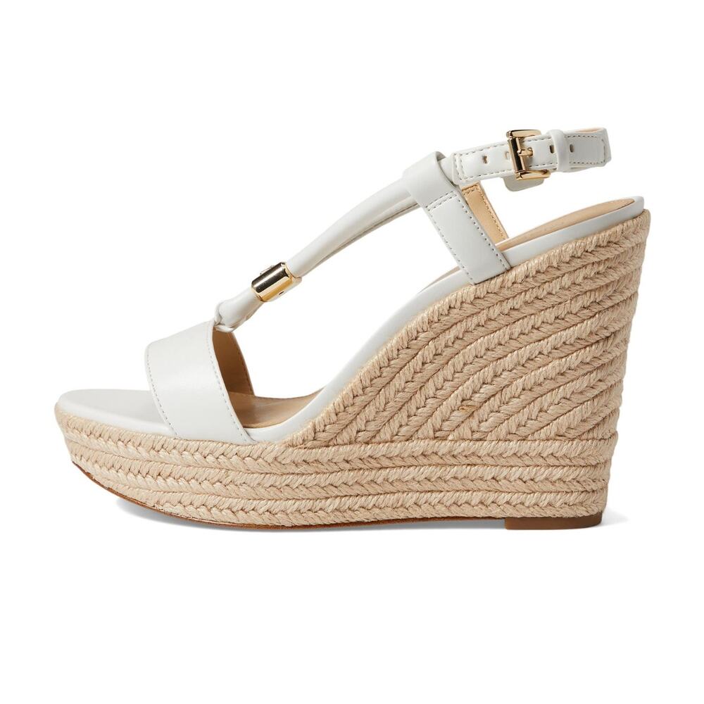MICHAEL MICHAEL KORS Women's Annie Wedge Sandals Optic White Size 8.5 - Picture 3 of 5